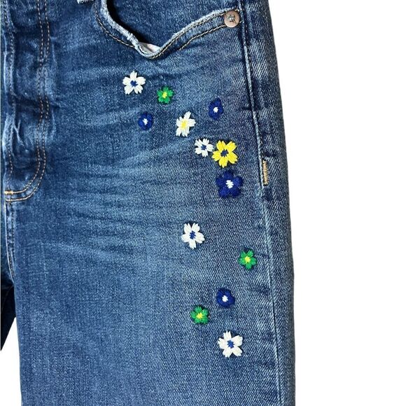 Alice & Olivia Floral Embroidered Jeans High Rise Girlfriend Slim 28 - Picture 4 of 13